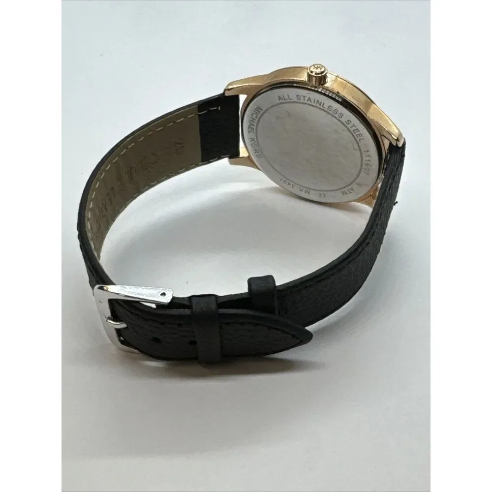 Michael Kors Hartman MK3491 Womens Black Leather Analog Dali Quartz Watch JNA385